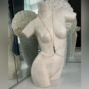 Gold tone body chain with turquoise Beads accents